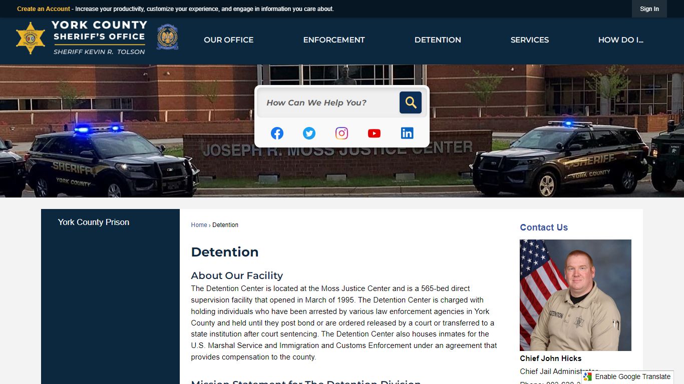 Detention | York County Sheriffs, SC