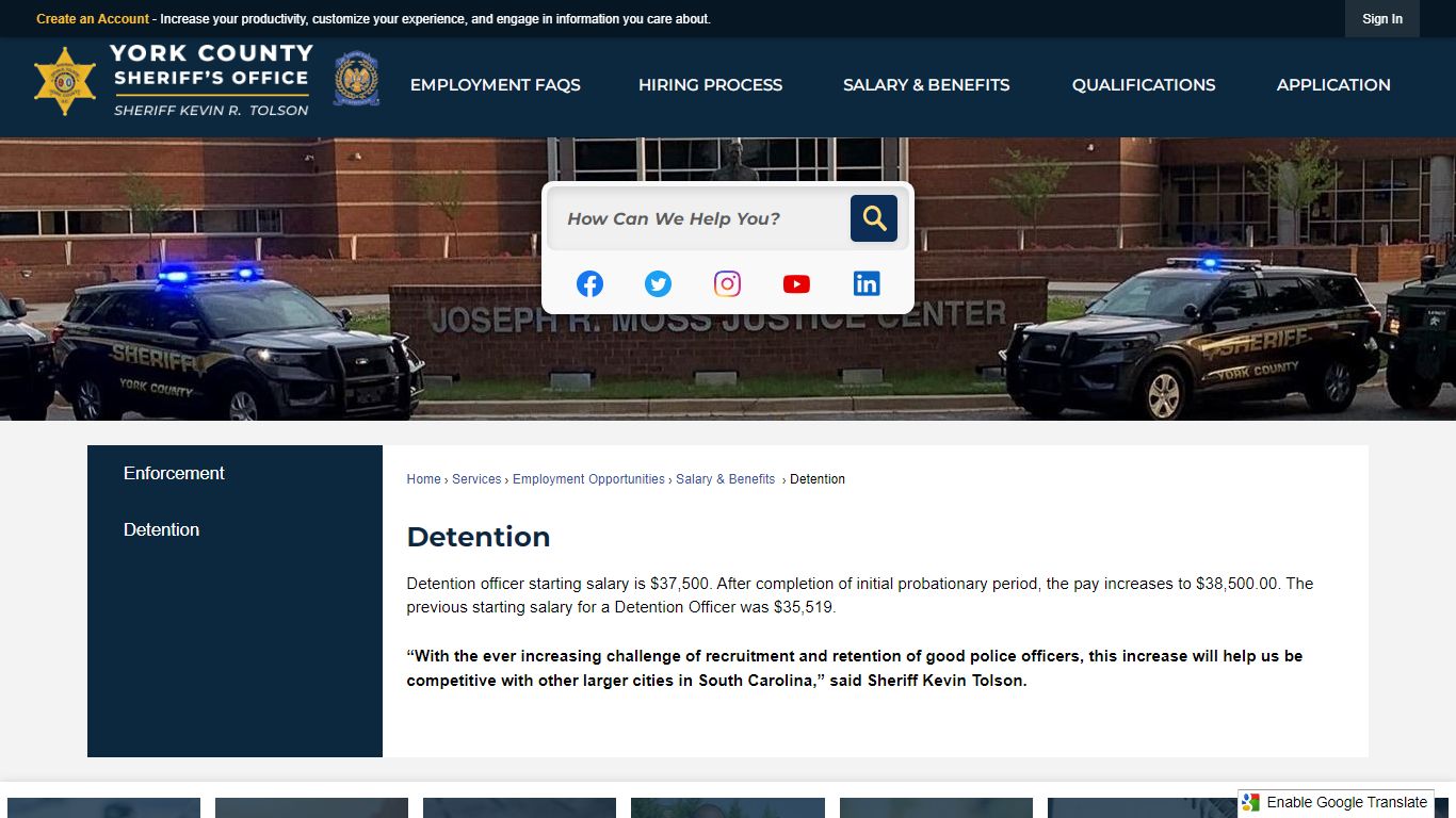 Detention | York County Sheriffs, SC